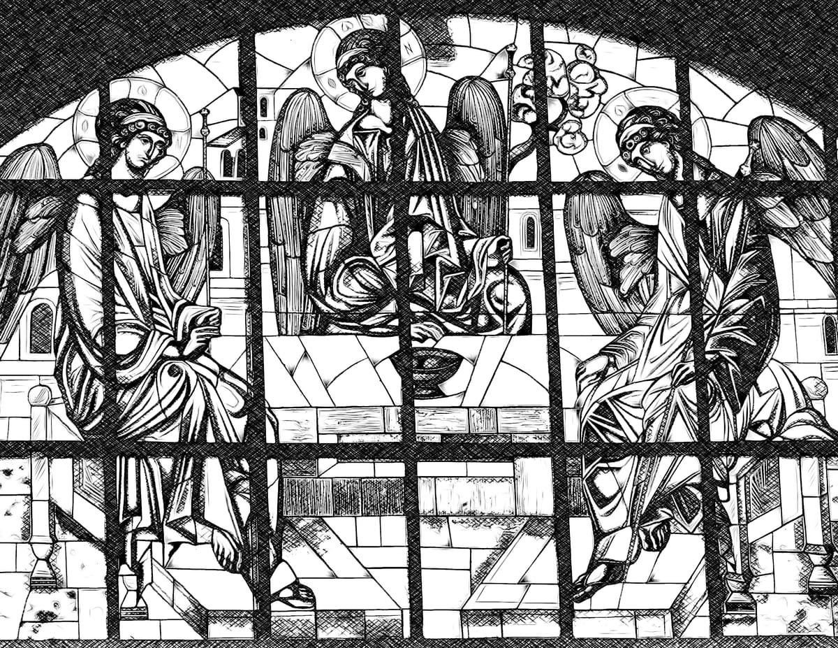Byzantine Angels - Catholic Coloring Page