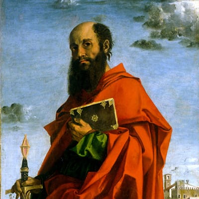 Saint Paul by Bartolomeo Montagna (16th Century) - Public Domain Catholic Painting