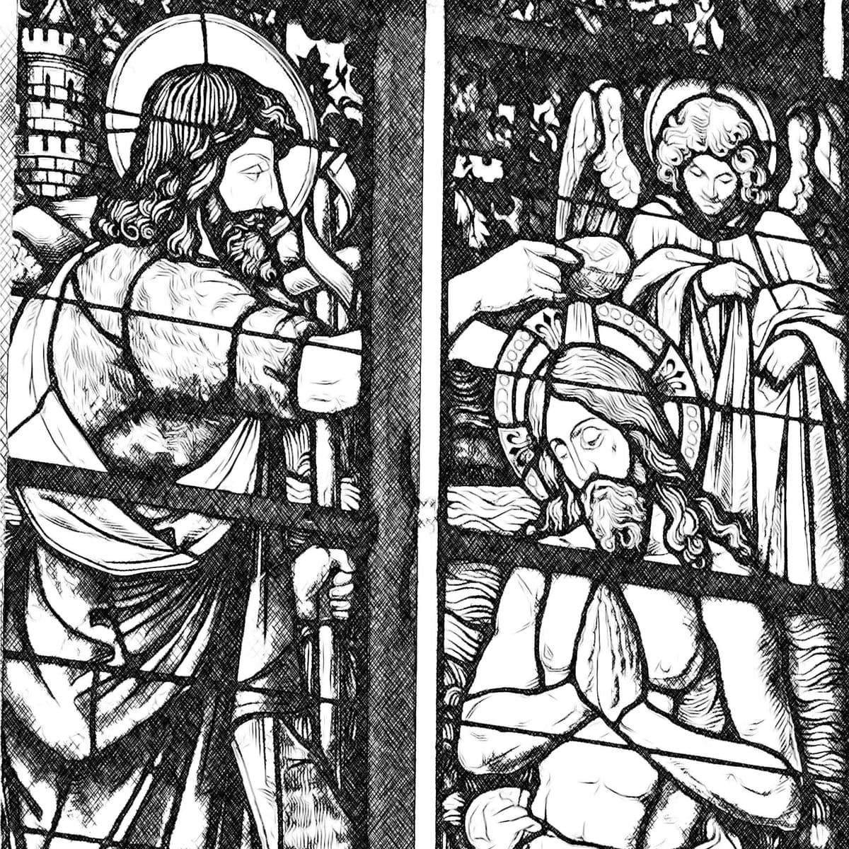 John Baptizing Jesus - Catholic Coloring Page