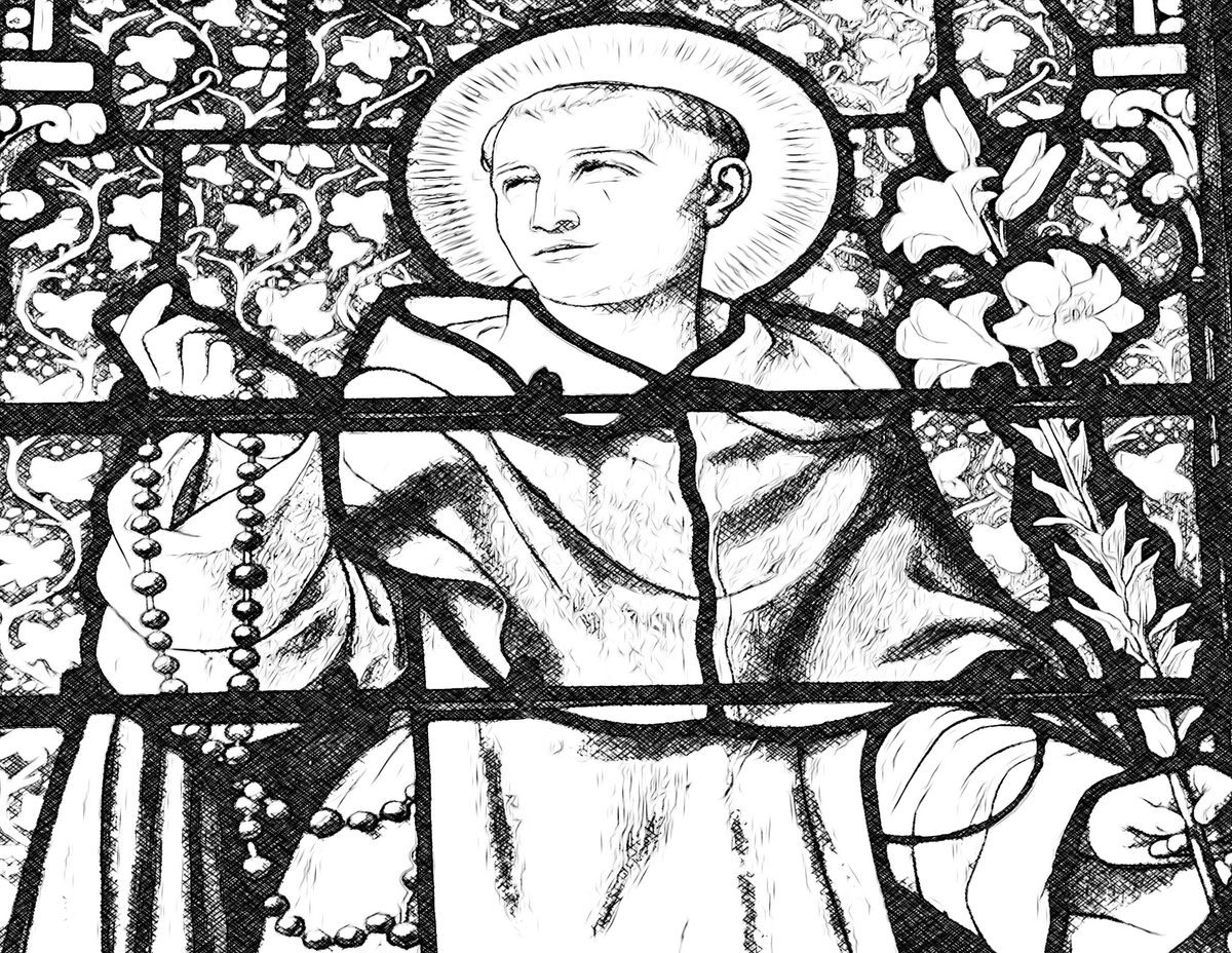 Saint Dominic with Rosary - Catholic Coloring Page