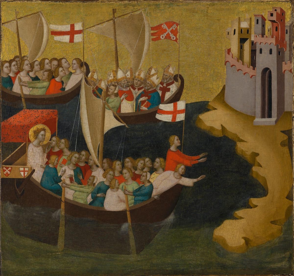 Arrival of Saint Ursula at Cologne by Bernardo Daddi (1333) - Public Domain Catholic Painting