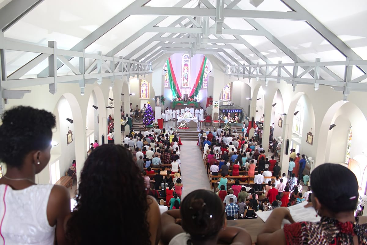 Christmas Mass at the Immaculate Conception Cathedral in Seychelles - Catholic Stock Photo
