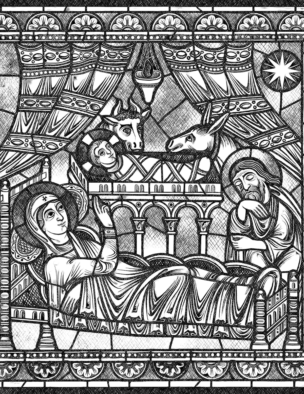 Nativity - Bible Coloring Page