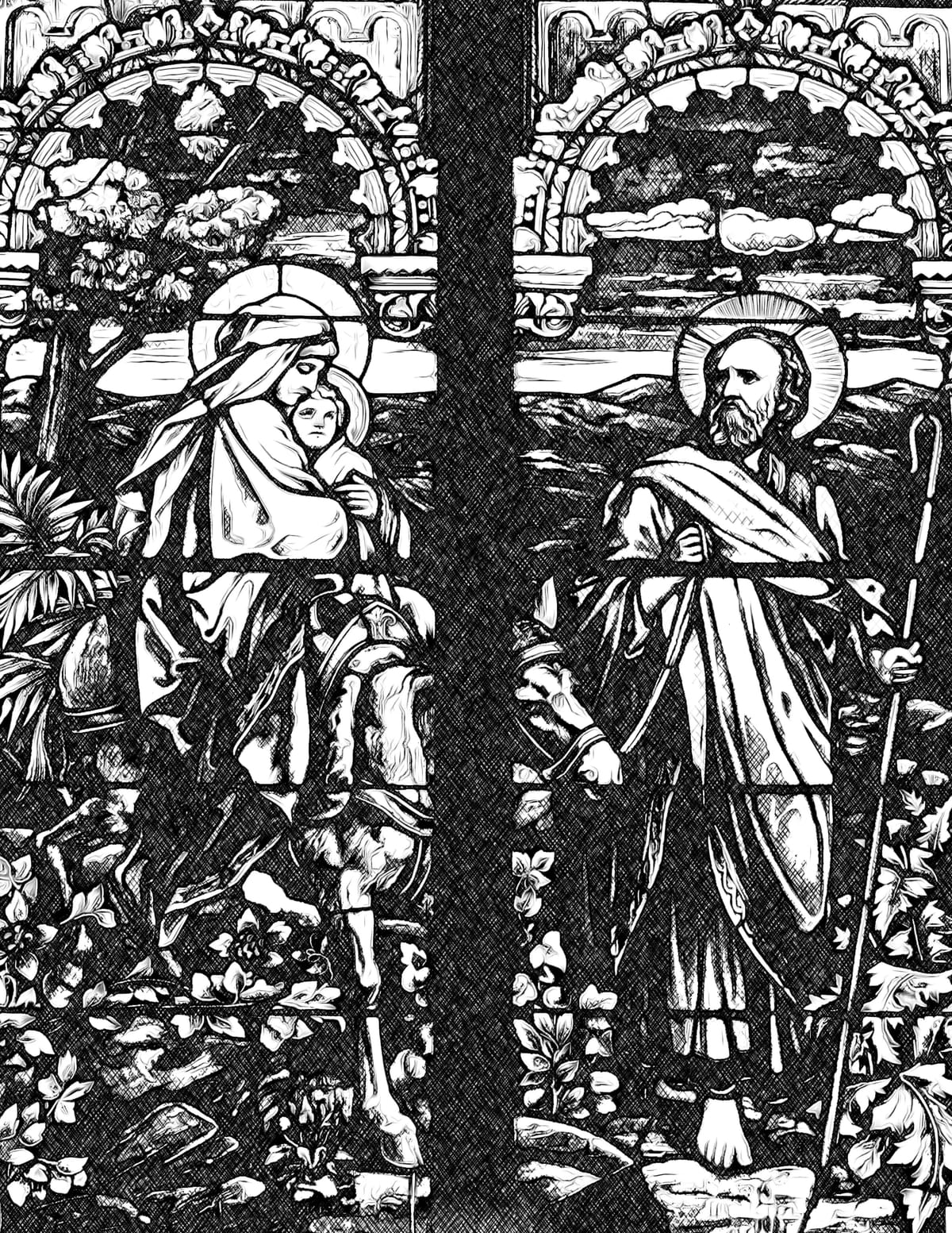 Flight Into Egypt - Catholic Coloring Page