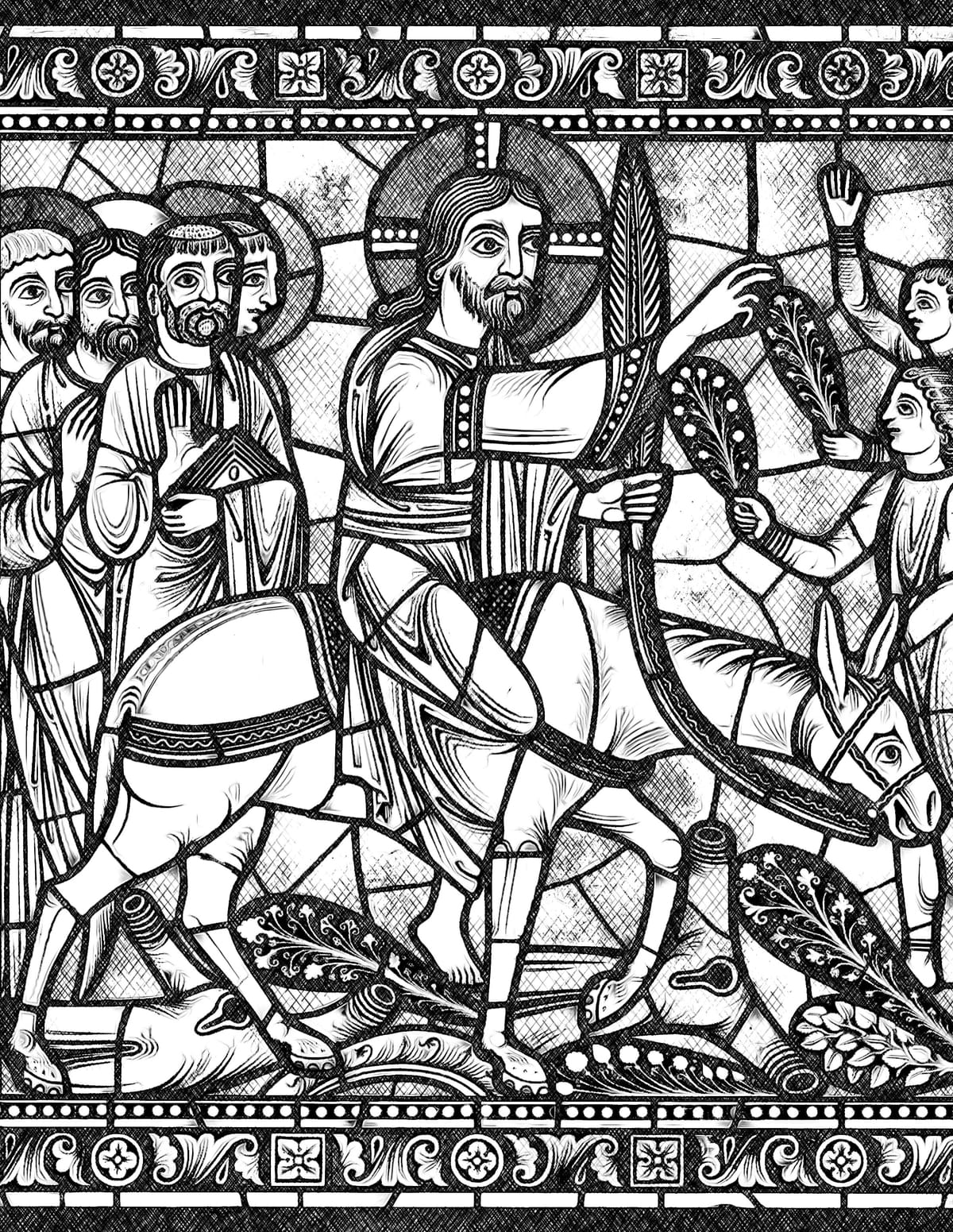 Jesus Enters Jerusalem (Palm Sunday) - Bible Coloring Page