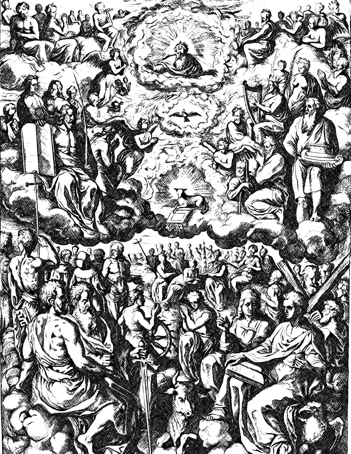 The Trinity and Communion of Saints - Catholic Coloring Page