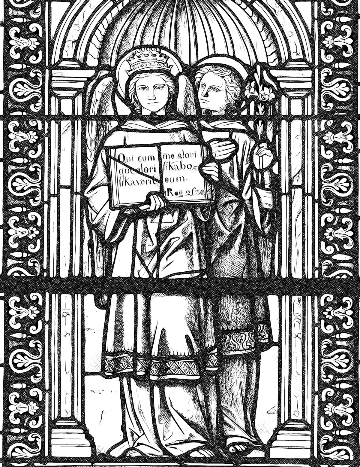 Angels Holding Hymnal - Catholic Coloring Page