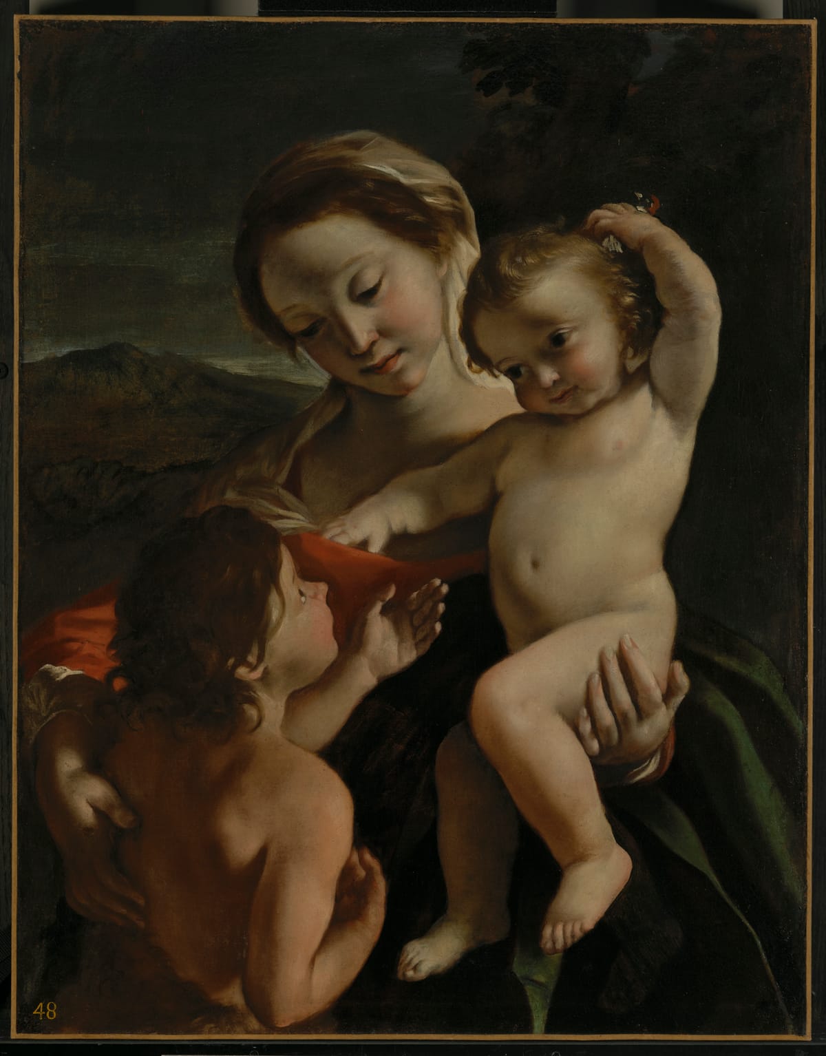 Madonna and Child with the Infant Saint John the Baptist by Giovanni Lanfranco (about 1630–1632) - Public Domain Catholic Painting