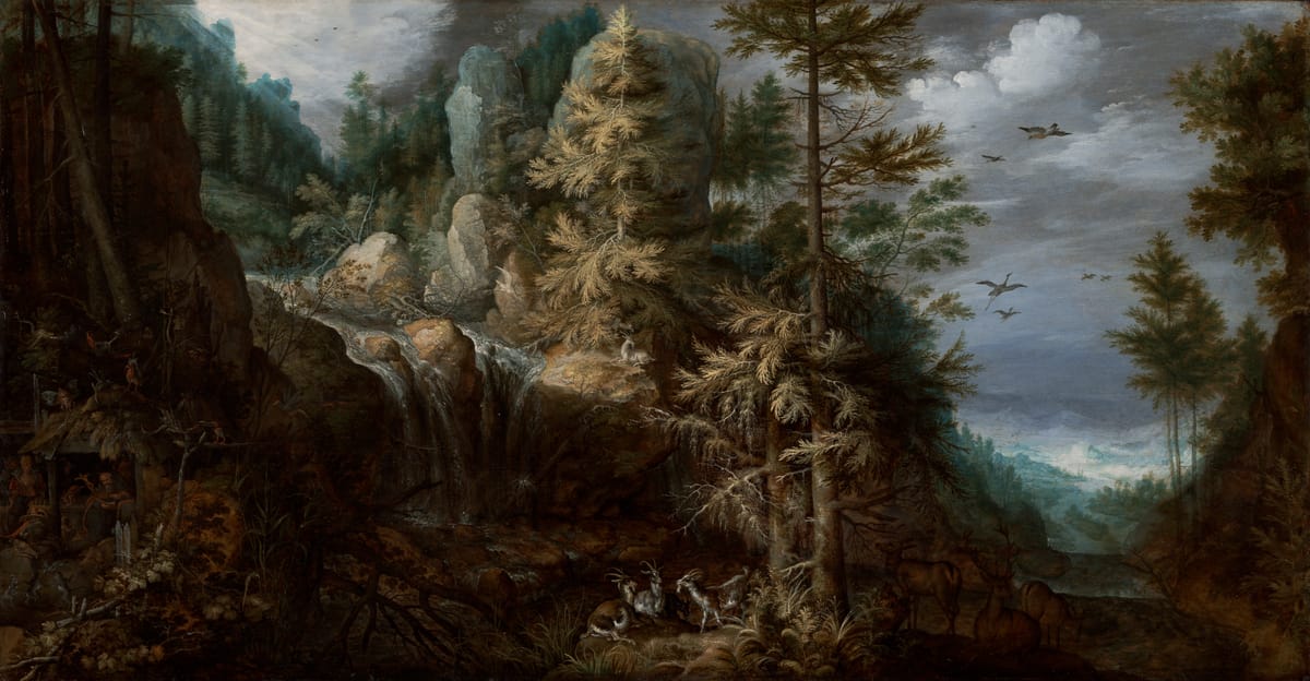 Landscape with the Temptation of Saint Anthony by Roelandt Savery (1617) - Public Domain Catholic Painting