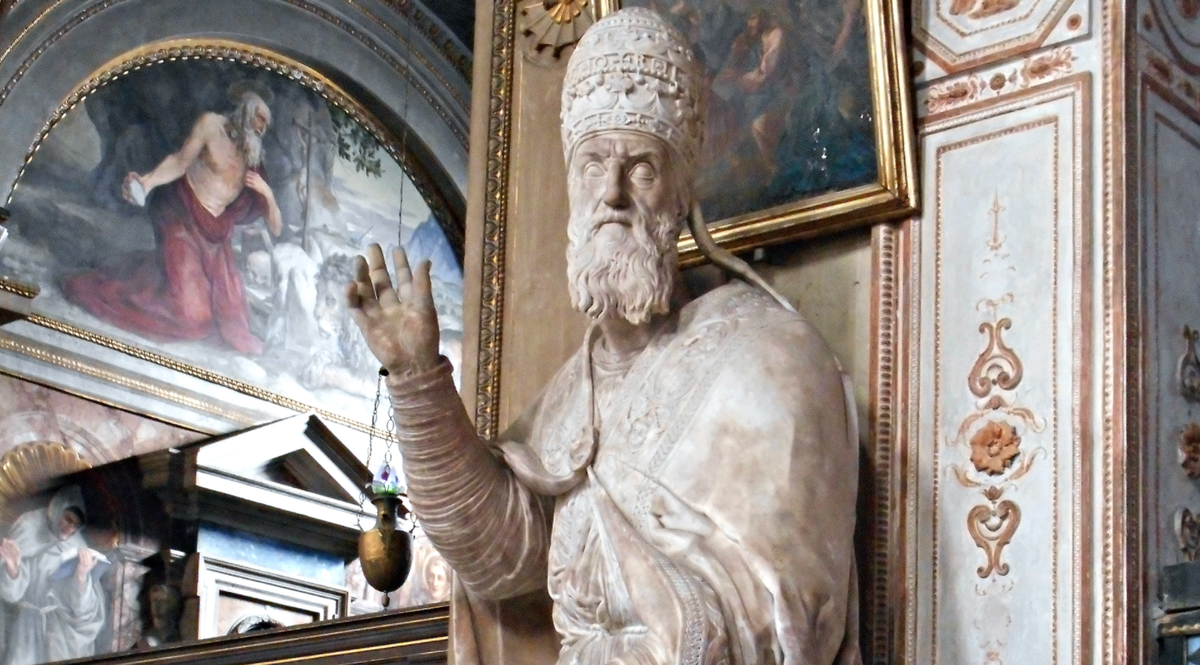 Pope Gregory XIII Statue by Pietro Paolo Olivieri - Catholic Stock Photo