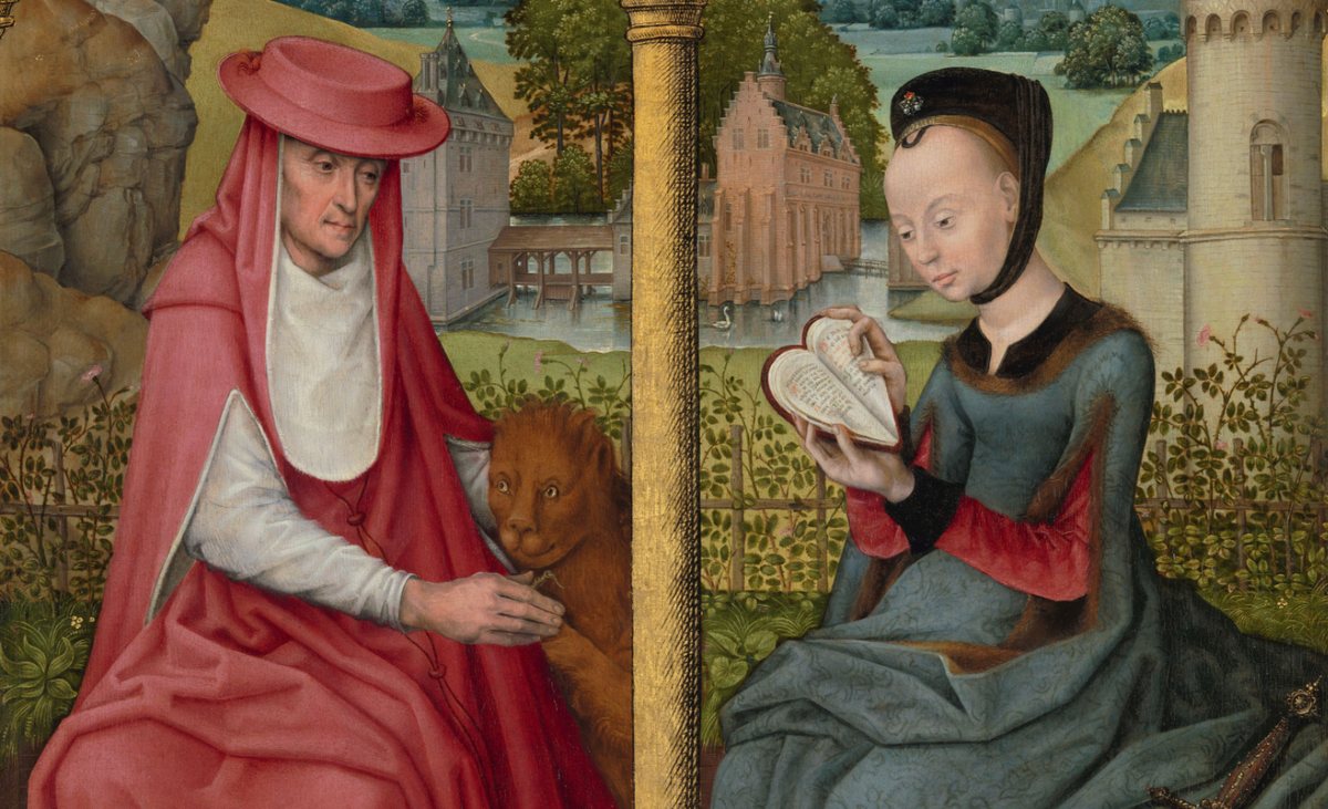 St Jerome and St Catherine of Alexandria (1480–1490) by Anonymous - Public Domain Catholic Painting