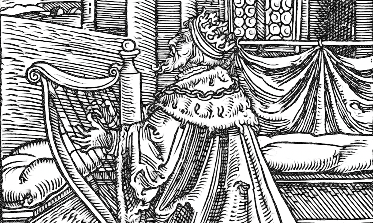 King David with God the Father - Catholic Coloring Page