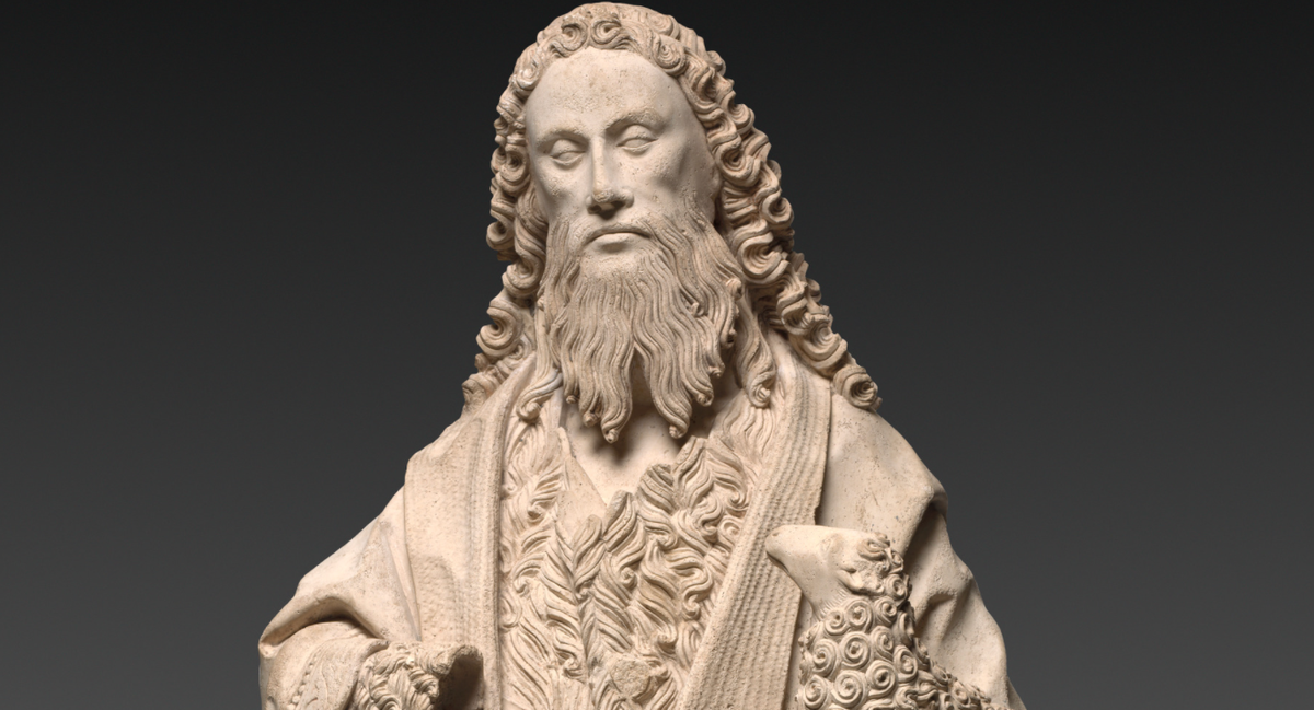 Saint John the Baptist Statue (1500) - Catholic Stock Photo