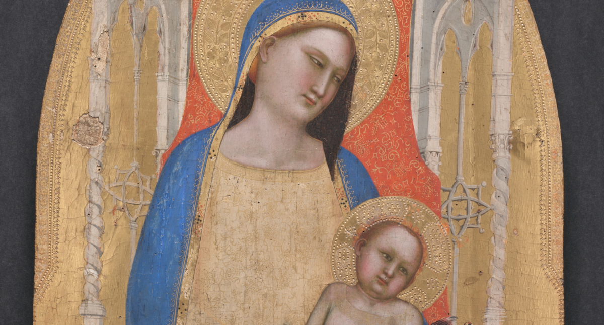 Madonna and Child Enthroned (1350) by Master of San Lucchese - Public Domain Catholic Painting