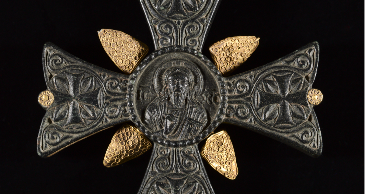 Byzantine Benediction Cross (1200–1400) - Catholic Stock Photo
