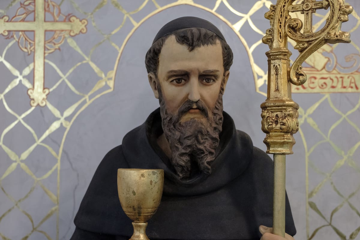 Saint Benedict Statue - Catholic Stock Photo