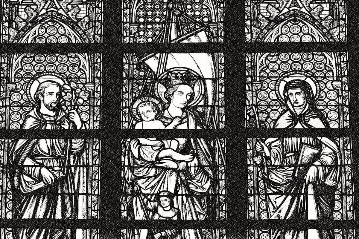 The Madonna with Saint Joseph and Saint Barbara - Catholic Coloring Page