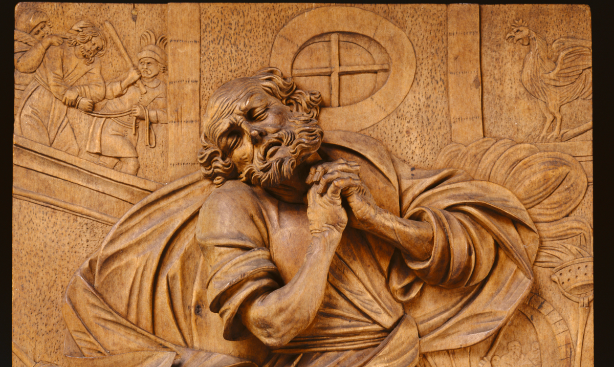 The Penitent St. Peter Wood Panel (1685) - Catholic Stock Photo
