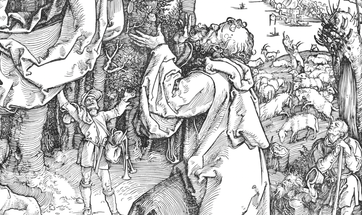 Life of the Virgin: Joachim and the Angel (1504) by Albrecht Dürer - Catholic Coloring Page