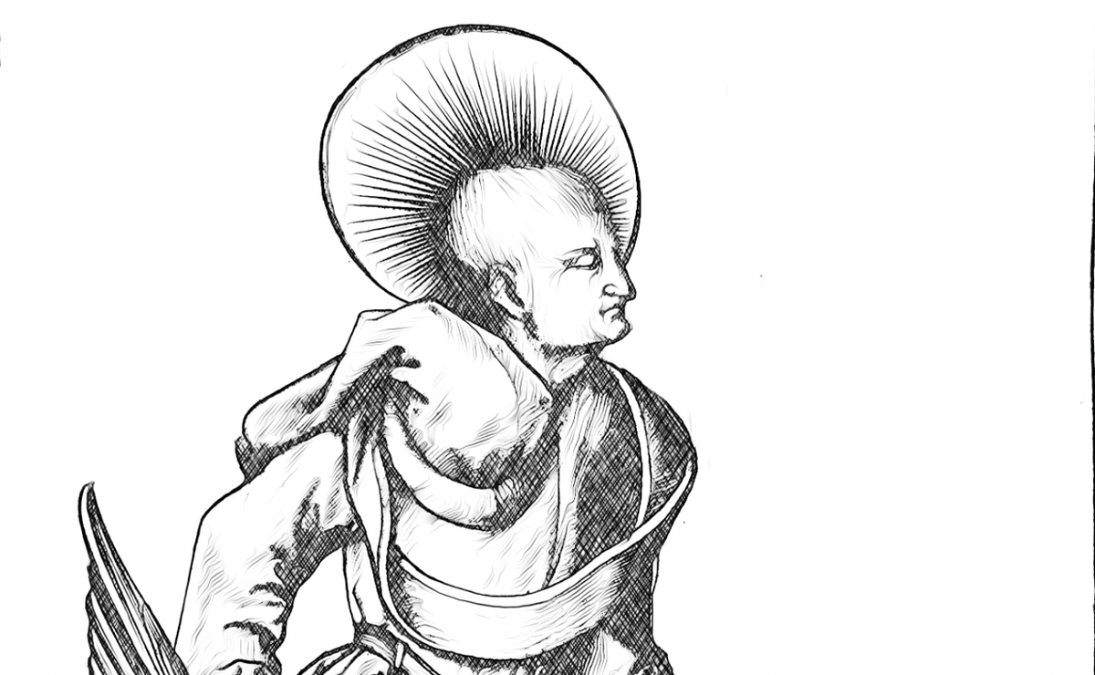 Saint Luke (1450–67) by Master ES - Catholic Coloring Page