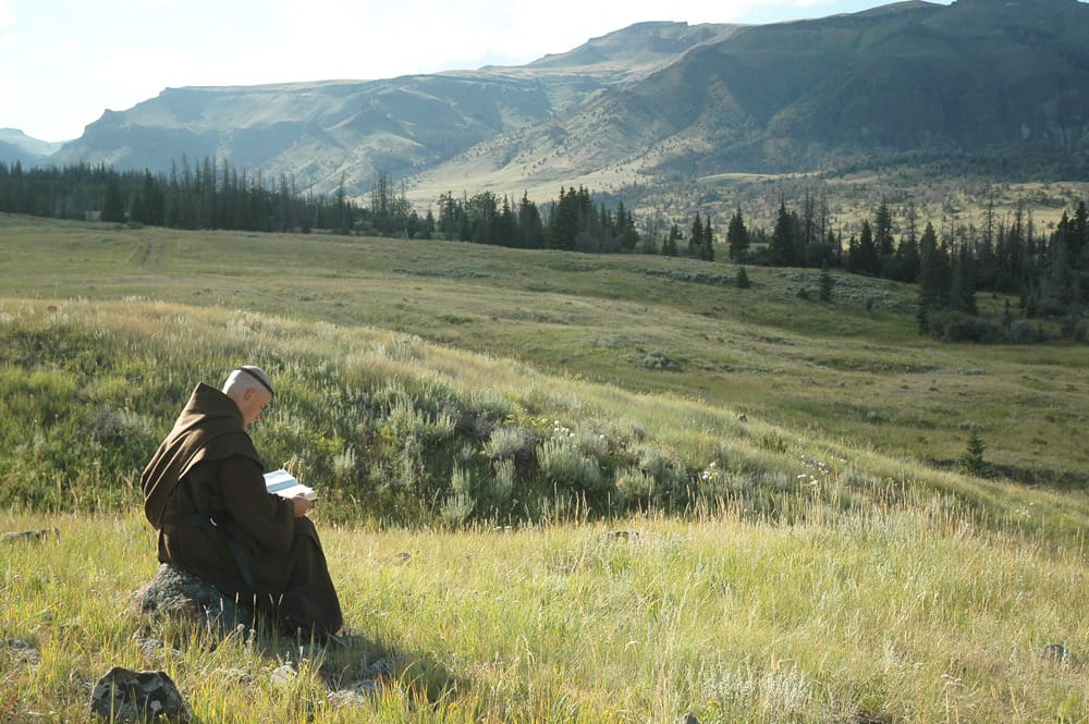Monk Praying on the New Mount Carmel - Catholic Stock Photo