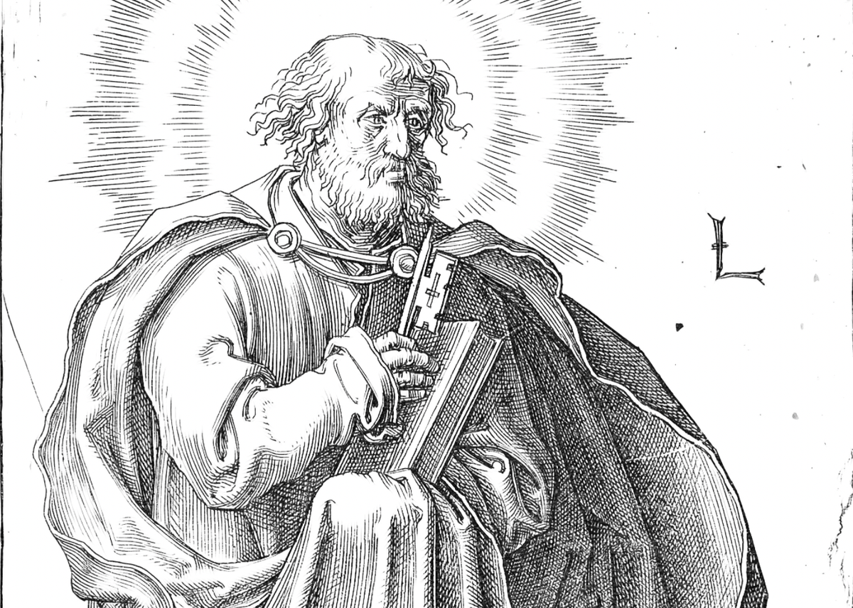 Saint Peter (1510) by Lucas Huygensz van Leyden - Catholic Coloring Page