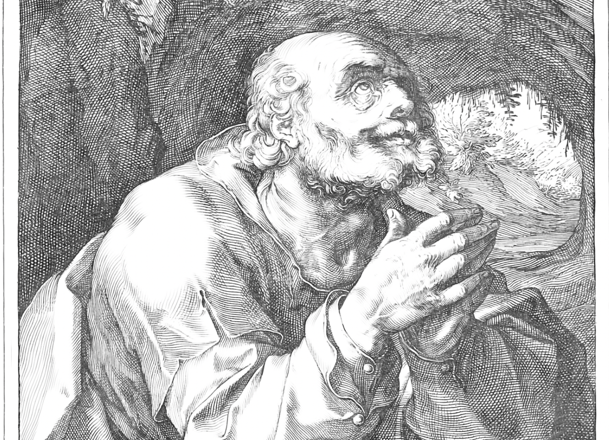 Saint Peter (1589) by Hendrick Goltzius - Catholic Coloring Page