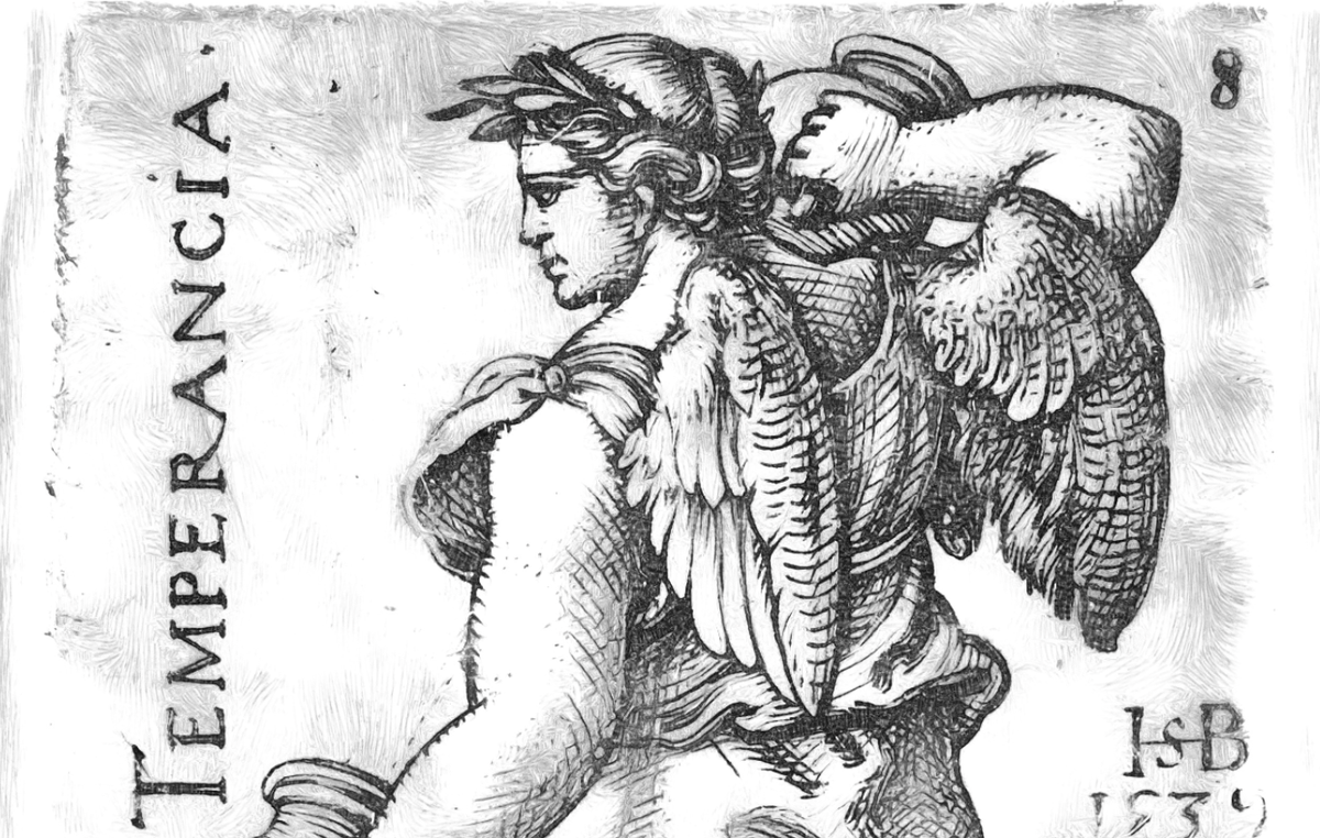 Temperance (1539) by Sebald Beham - Catholic Coloring Page