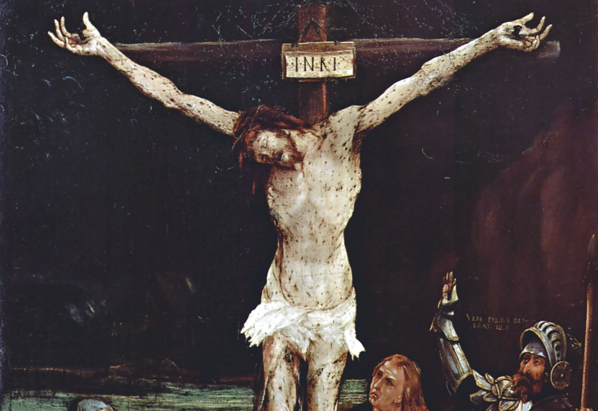 Crucifixion (1515) by Matthias Grunewald - Public Domain Catholic Painting