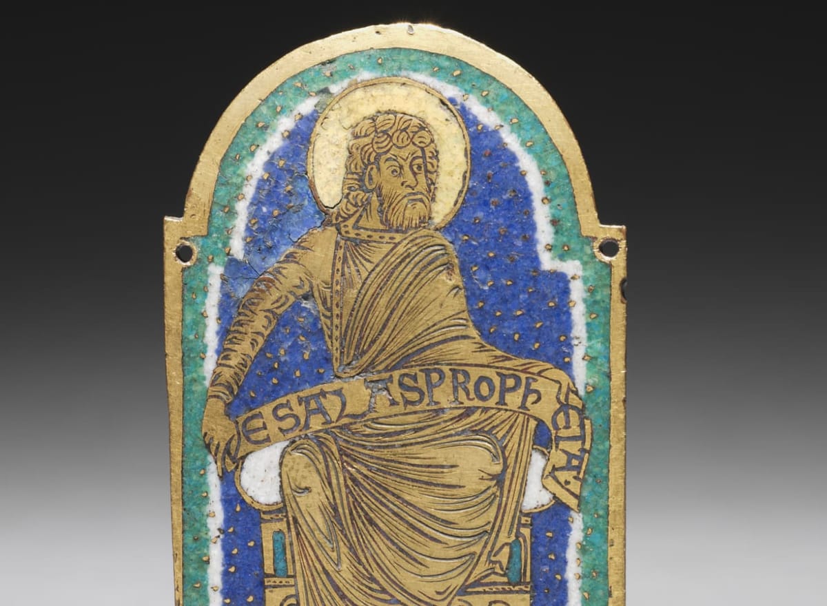 Plaque: Seated Prophet from a Reliquary Shrine (1170-1180, Germany) - Catholic Stock Photo