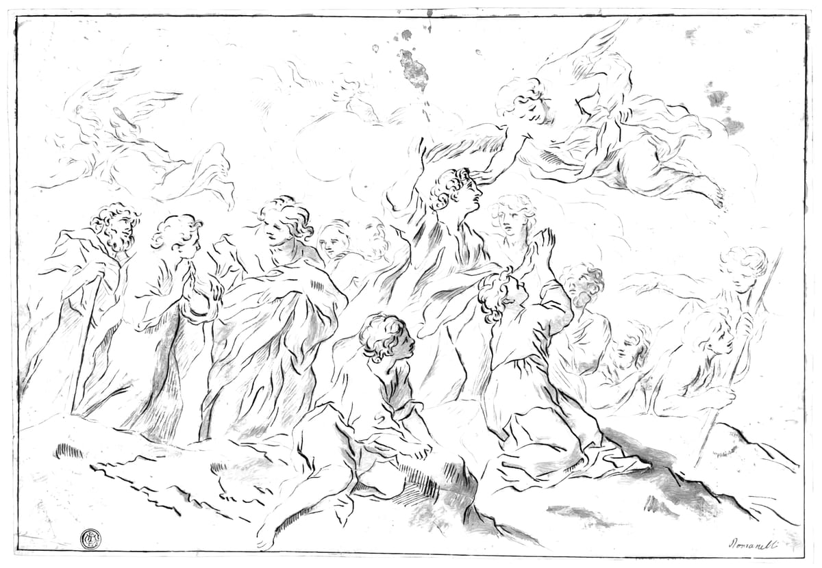 Blessed Ascending to Heaven (17th Century) by Giovanni Francesco Romanelli - Catholic Coloring Page