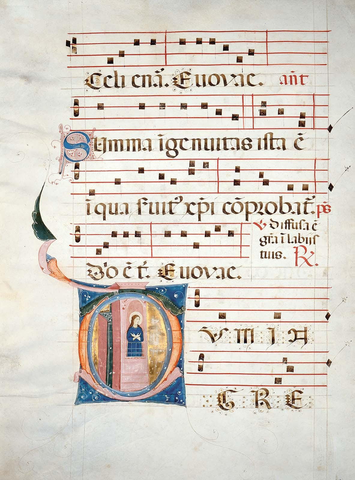 Leaf from an Antiphonary,  Attributed to Neri da Rimini (Italian, active 1303–1328) - Public Domain Illuminated Manuscript